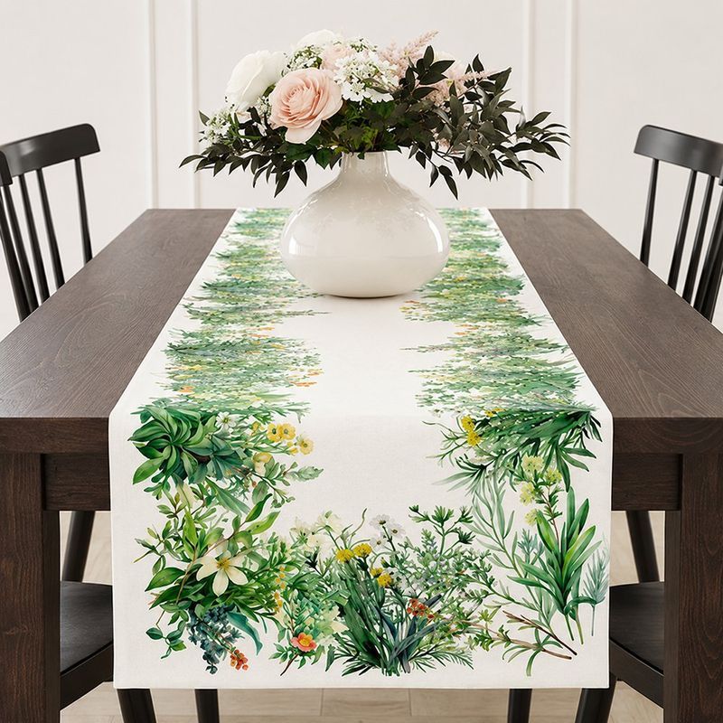 Camino de Mesa con Diseño Jardín para Comedor de 150 x 50 cm Verde
