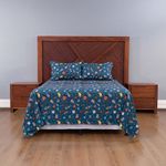 Set de Sábanas Queen Diseño de Cohetes Color Azul Multicolor de 3 Piezas