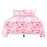 Set de Sábanas Queen Diseño de Nubes Color Rosado Multicolor de 3 Piezas