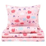 Set de Sábanas Queen Diseño de Nubes Color Rosado Multicolor de 3 Piezas