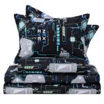 Set de Sábanas Queen Diseño Gamer Color Negro Multicolor de 4 Piezas