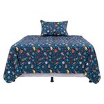 Set de Sábanas Imperial Diseño de Cohetes Color Azul Multicolor de 2 Piezas