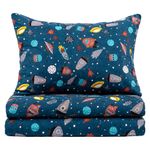 Set de Sábanas Imperial Diseño de Cohetes Color Azul Multicolor de 2 Piezas