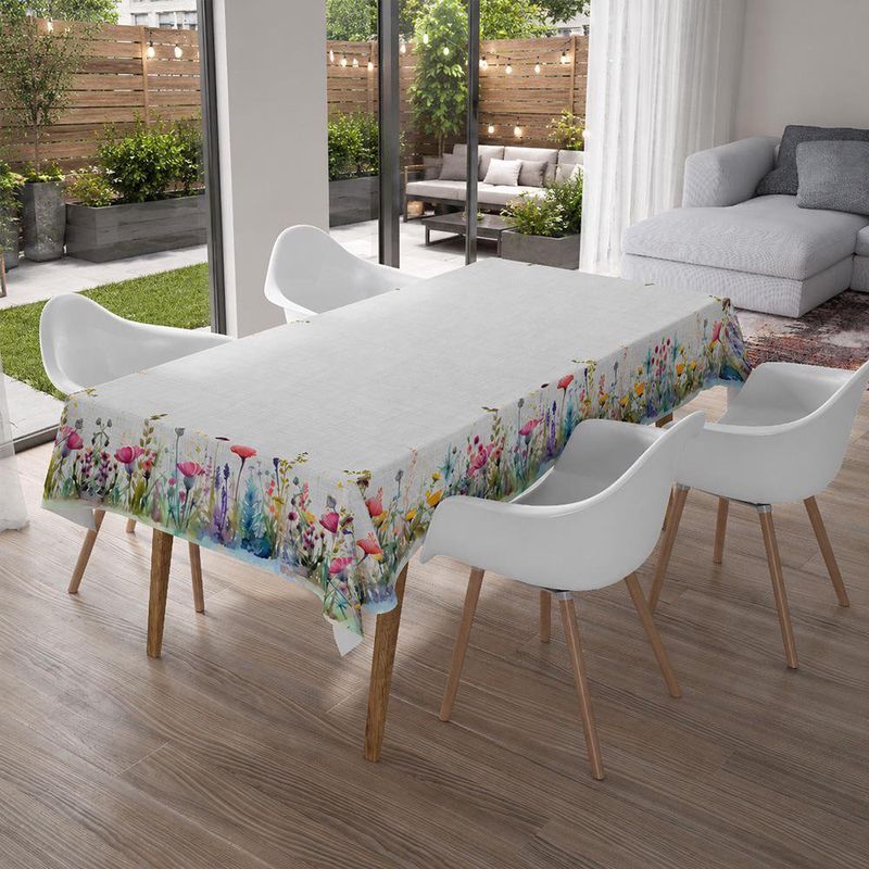 Mantel Rectangular con Diseño Flores para Comedor de 180 x 250 cm Multicolor