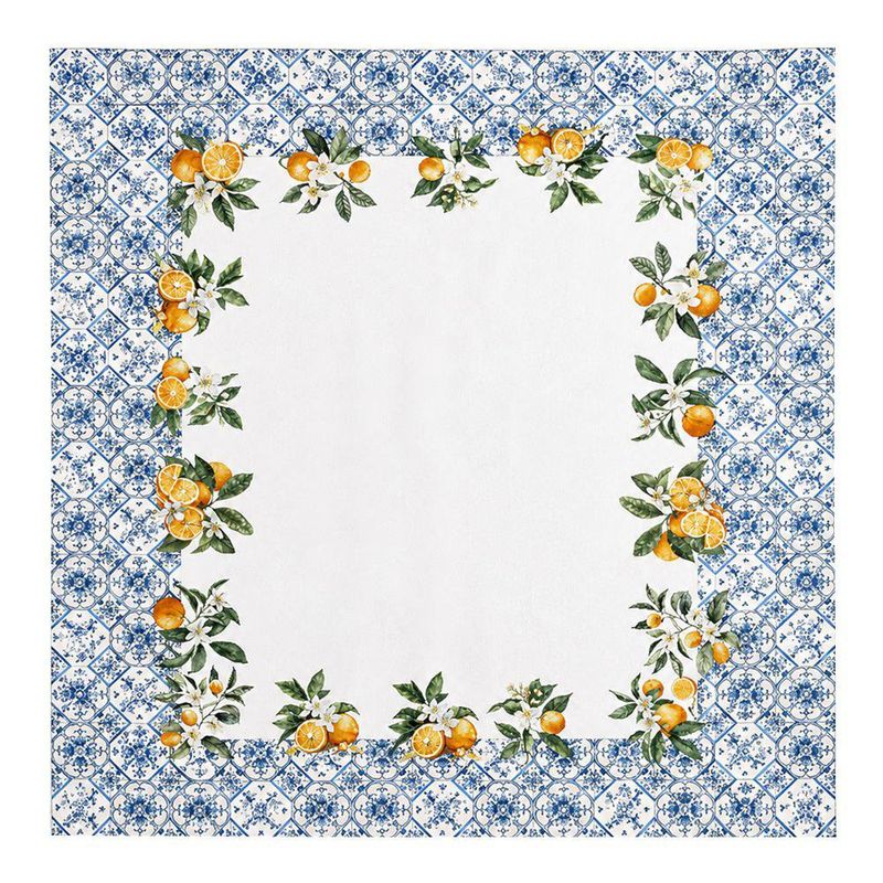 Mantel Cuadrado con Diseño Mosaico para Comedor de 180 x 180 cm Azul y Naranja