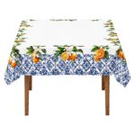 Mantel Cuadrado con Diseño Mosaico para Comedor de 180 x 180 cm Azul y Naranja