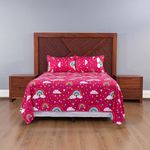 Set de Sábanas Queen Diseño de Arcoíris Color Rojo Multicolor de 3 Piezas