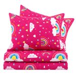 Set de Sábanas Queen Diseño de Arcoíris Color Rojo Multicolor de 3 Piezas