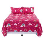 Set de Sábanas Queen Diseño de Arcoíris Color Rojo Multicolor de 3 Piezas