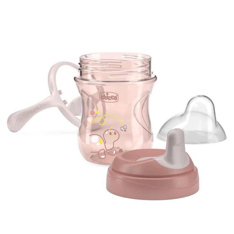 Vaso de Aprendizaje para 6M+ con Boquilla Semisuave de 200 mL Color Rosa