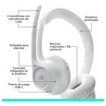 Audífonos Inalámbricos de Diadema Zone 300 con Micrófonos Dobles Color Blanco