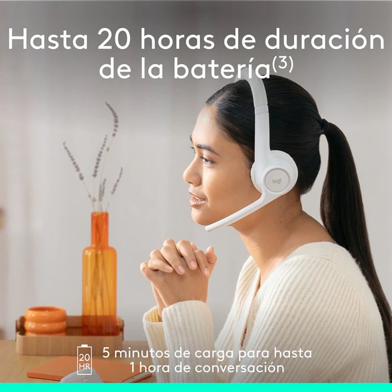 Audífonos Inalámbricos de Diadema Zone 300 con Micrófonos Dobles Color Blanco