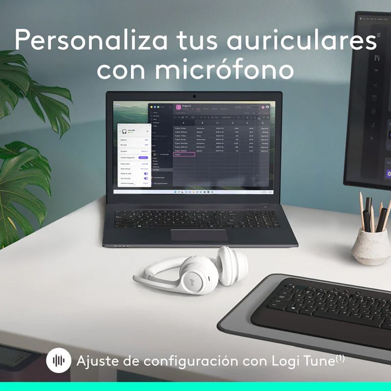 Audífonos Inalámbricos de Diadema Zone 300 con Micrófonos Dobles Color Blanco