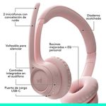 Audífonos Inalámbricos de Diadema Zone 300 con Micrófonos Dobles Color Rosado