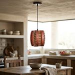 Lámpara Colgante de 1 Luz con Pantalla Artesanal Café 60W