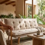 Sofá Cama Louvre Tipo Futón Plegable con Tapizado de Tela de 184 x 89 x 25 cm Beige