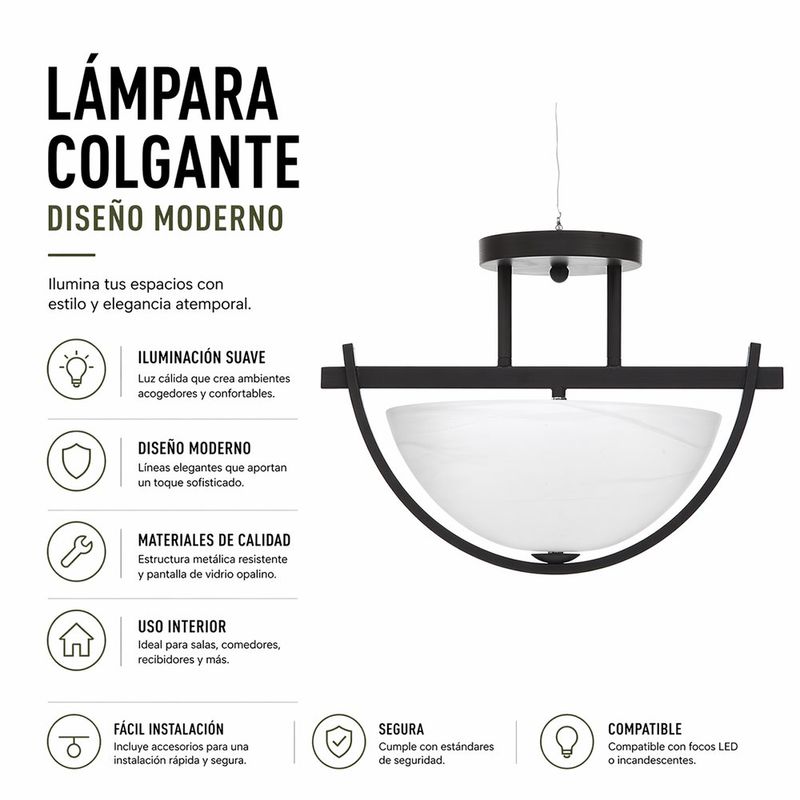 Lámpara de Techo de 2 Luces Semicircular Café Oscuro y Blanco E27 60W