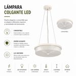 Lámpara Colgante LED Convertible a Plafón con Pantalla Acrílica Blanco Mate 36W