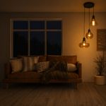 Lámpara Colgante de 3 Luces con Figuras de Vidrio Ámbar E27 60W