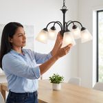 Lámpara de Techo de 5 Luces con Vidrio Esmerilado y Acabado Chocolate E27 40W