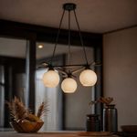 Lámpara de Techo de 3 Luces Satín Niquelado con Vidrio Opal E27 60W