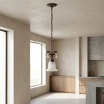 Lámpara Colgante de 1 Luz Clásica Tipo Campana Gota Café y Blanco E27 60W