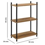 Estantería Multiusos Acacia con 3 Niveles y Estructura Metálica Color Café y Negro