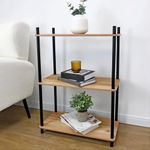 Estantería Multiusos Acacia con 3 Niveles y Estructura Metálica Color Café y Negro