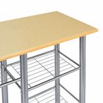 Desayunador Compacto con 2 Sillas Plegables de MDF y Estructura Metálica Color Café Claro y Plateado