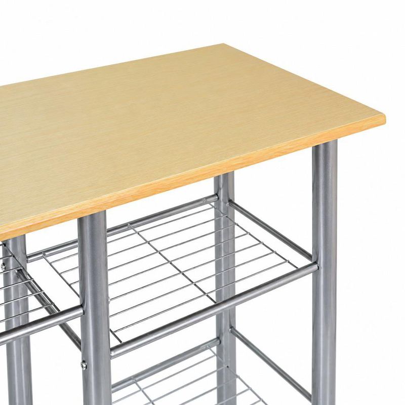 Desayunador Compacto con 2 Sillas Plegables de MDF y Estructura Metálica Color Café Claro y Plateado