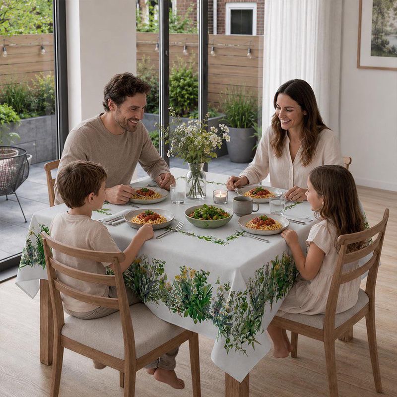 Mantel Cuadrado con Diseño Jardín para Comedor de 180 x 180 cm Verde