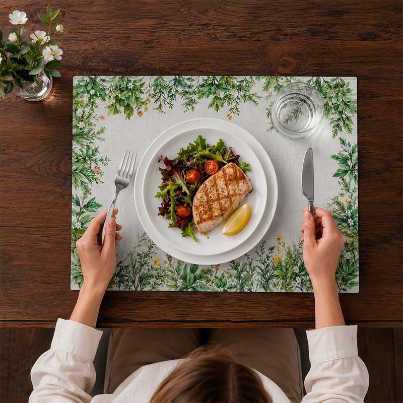 Individual con Diseño Jardín para Mesa de Comedor de 35 x 50 cm Verde