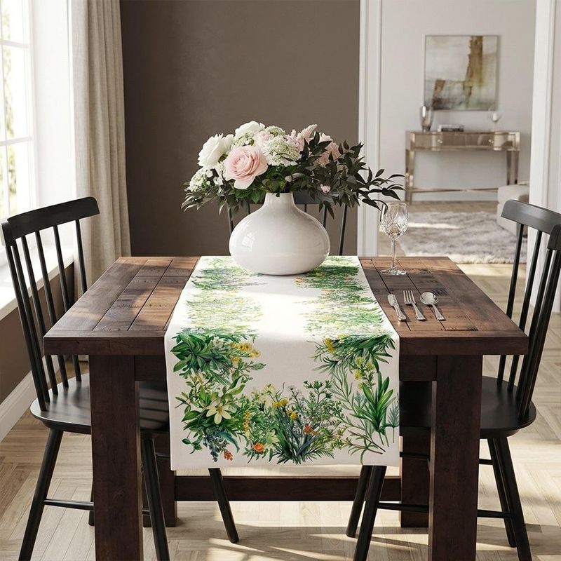 Camino de Mesa con Diseño Jardín para Comedor de 150 x 50 cm Verde
