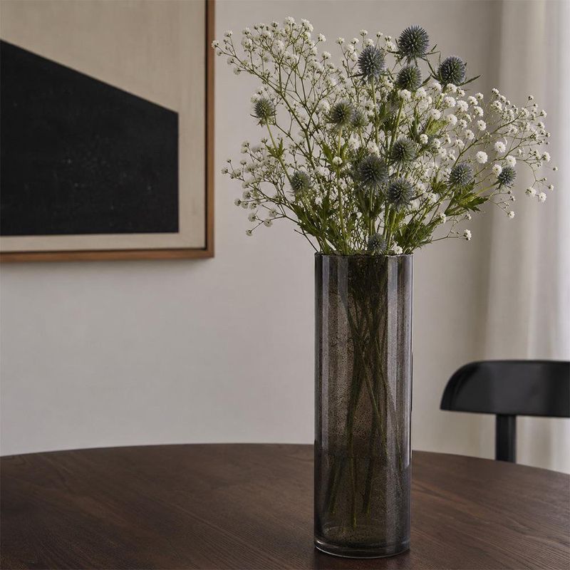 Florero de Vidrio Cilíndrico Decorativo de 40 cm Color Café