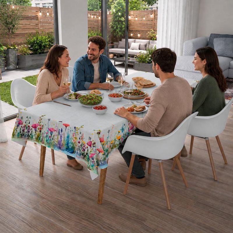 Mantel Rectangular con Diseño Flores para Comedor de 180 x 250 cm Multicolor