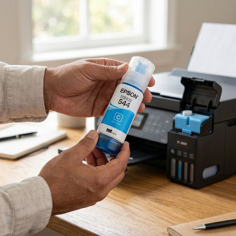 Botella de Tinta Epson T544 Cian de 65 mL para Impresoras EcoTank Compatibles