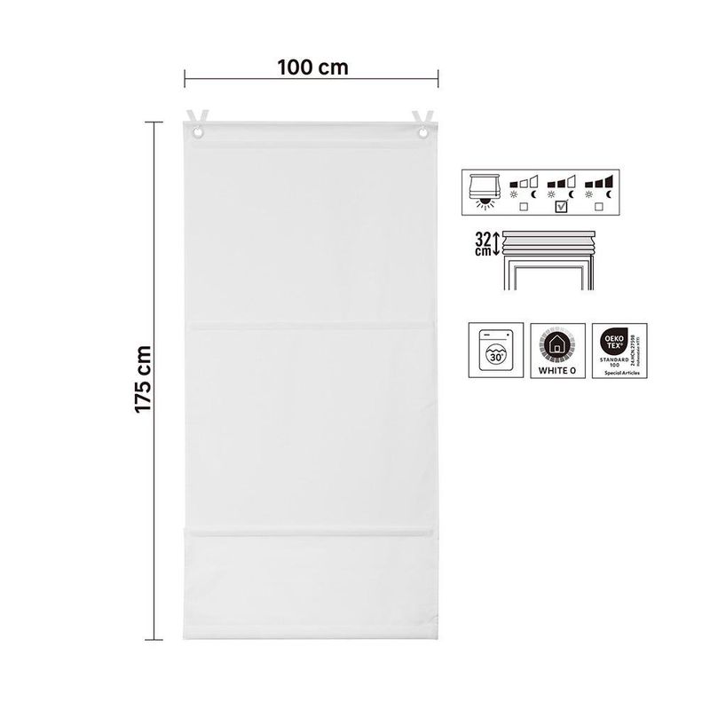 Persiana Romana Pharell Pleat 100 x 175 cm para Ventana Color Blanco