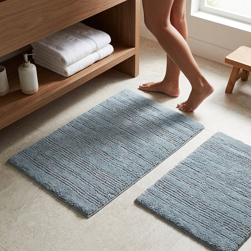 Set de 2 Alfombras Reversibles para Baño Color Gris