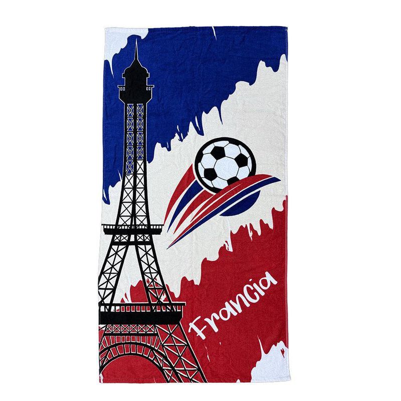Toalla Mundial de Francia Semi Playa de 30 x 60 Plg Color Azul, Blanco y Rojo