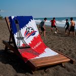 Toalla Mundial de Francia Semi Playa de 30 x 60 Plg Color Azul, Blanco y Rojo