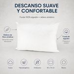Almohada Hotelera Hipoalergénica de 50 x 70 cm Firmeza Suave con Funda de Algodón