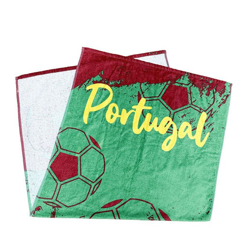 Toalla Mundial de Portugal Semi Playa de 30 x 60 Plg Color Verde y Vino