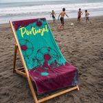 Toalla Mundial de Portugal Semi Playa de 30 x 60 Plg Color Verde y Vino