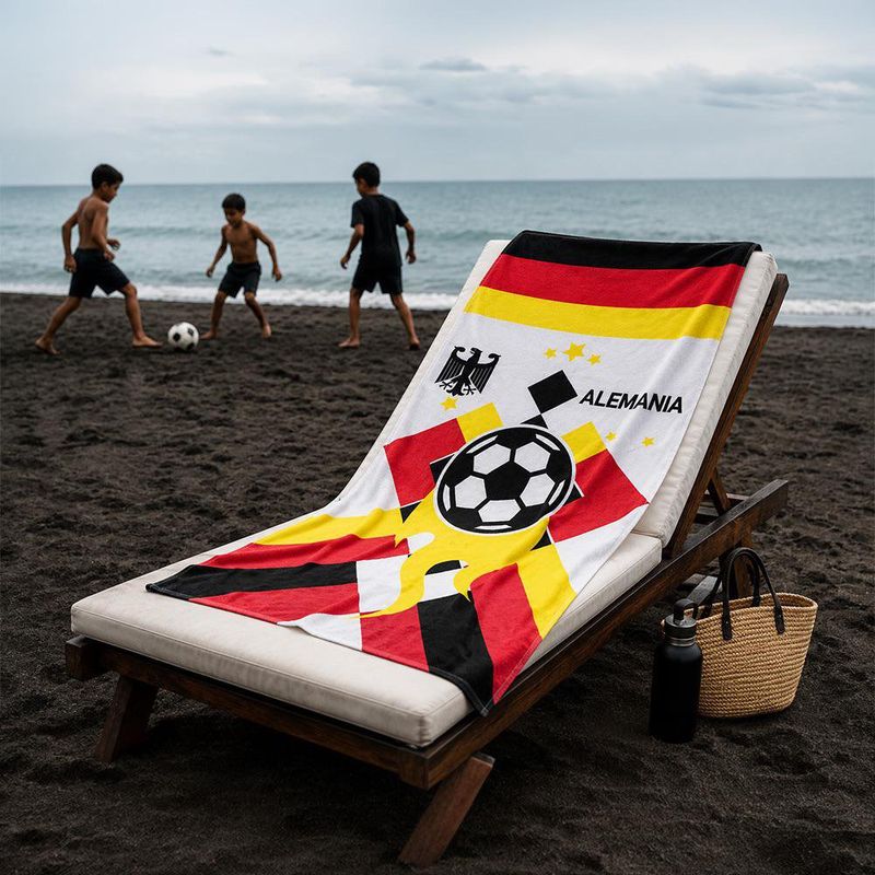 Toalla Mundial de Alemania Semi Playa de 30 x 60 Plg Color Negro, Rojo y Amarillo
