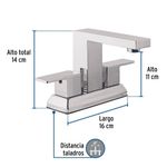 Grifo Mezclador Kubo de 4 plg para Lavamanos Color Cromo