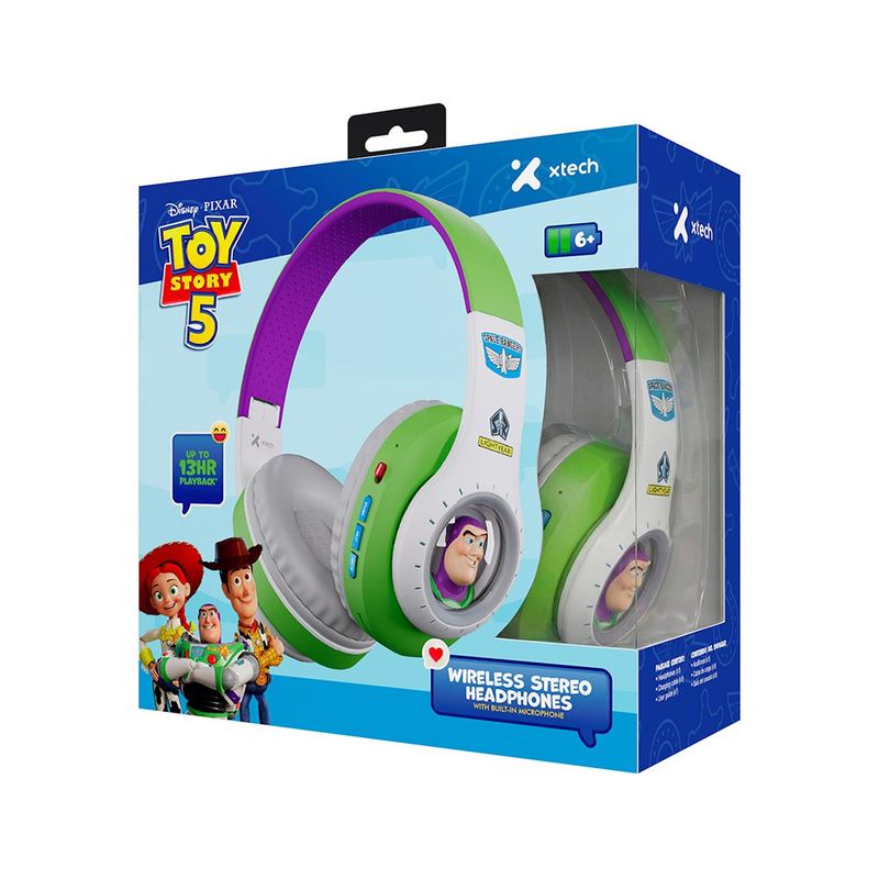 Audífonos Inalámbricos Toy Story Buzz Lightyear Diseño 3D Bluetooth 5.3 con Micrófono y Entrada Auxiliar