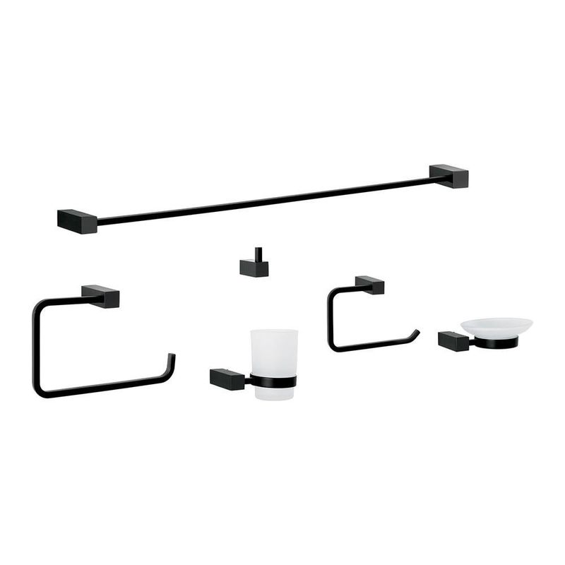 Kit de 6 Accesorios Kubo para Baño Color Negro Mate