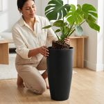 Maceta Verona Tall Alta de 40 x 70 cm Color Negro Brillante