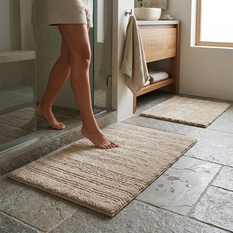 Set de 2 Alfombras Reversibles para Baño Color Café