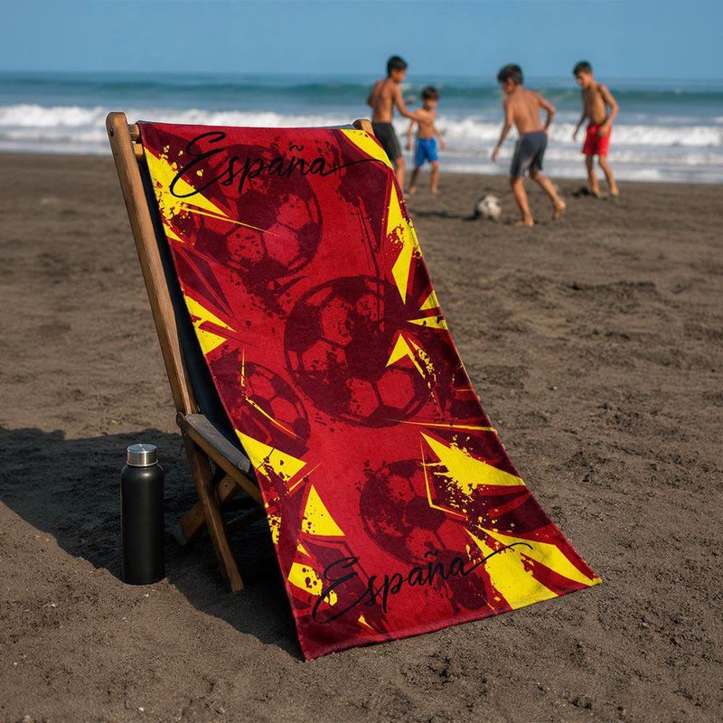 Toalla Mundial de España Semi Playa de 30 x 60 Plg Color Rojo y Amarillo